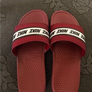 Nike Burgundy Slide Sandals
